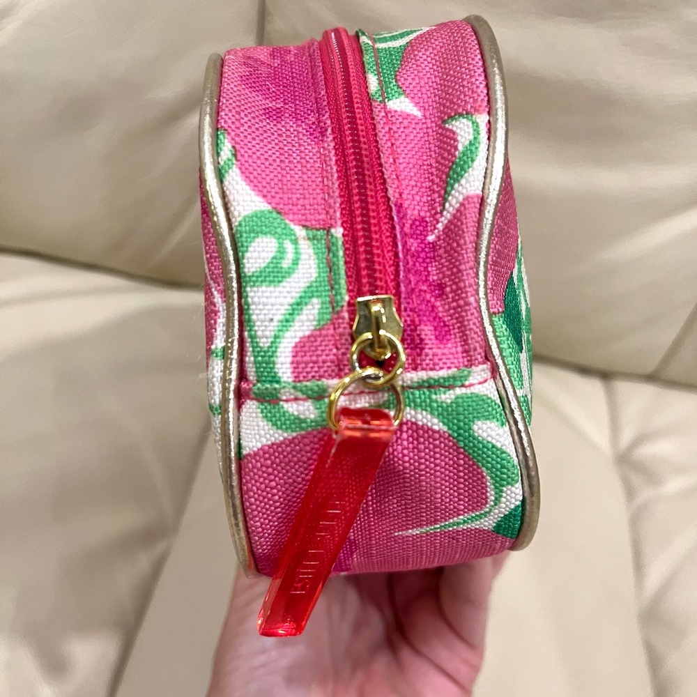 Lilly Pulitzer x Estee Lauder Floral Zip Around Cosmetic Makeup Bag Gold Trim - Picture 4 of 7
